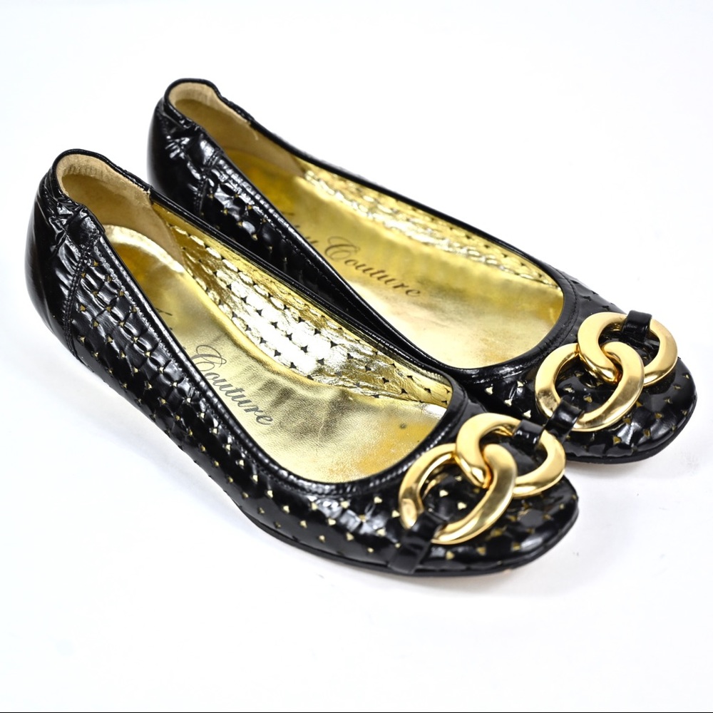 Juicy Couture Black & Gold Ballet Flats